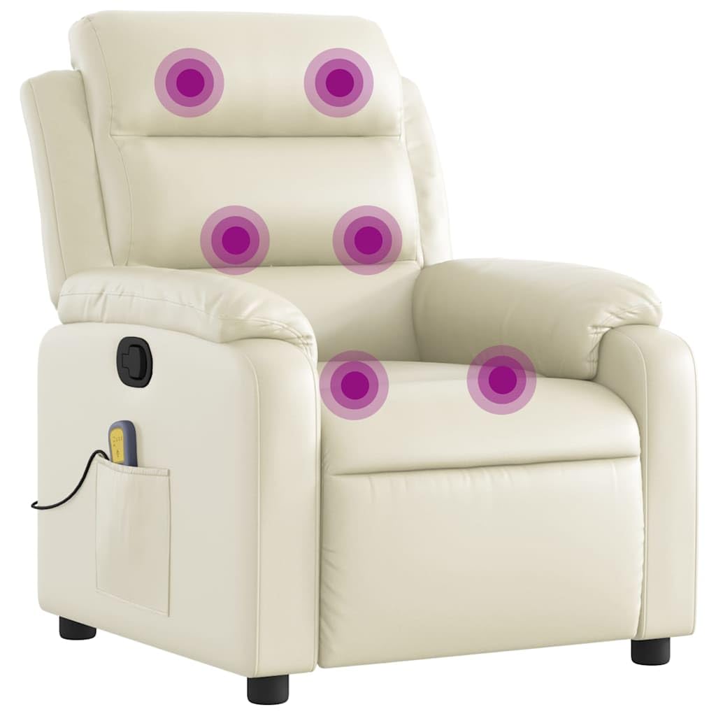 Fauteuil de relaxation moderne en similicuir crème vidaXL haut de gamme avec massage