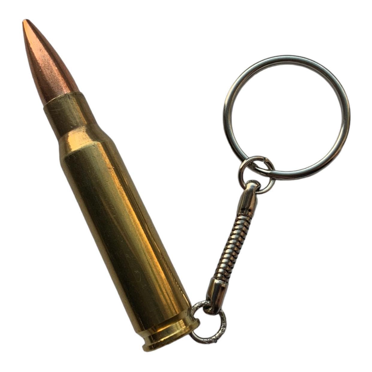 Greenzone Men's Gold Custom-Made Bullet Keyring - Novelty Fashion Accessory For Fancy Dress Costume Rock & Roll Gothic Army Steam Punk Black Metal Goth Punk Emo (7.62)