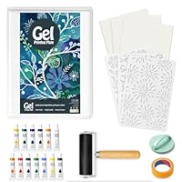 INNOVAYOU 5 x 7 Zoll Gelplatten-Set, Set mit Geldruck, Gummirolle, Aquarellfarben, Schablonen, Druckpapier, geeignet für Kartenherstellung, Kunsthandwerk, Scrapbooking, Tagebuch
