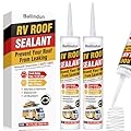 Ballindun RV Roof Sealant, Self Leveling RV Roof Sealant, 2-Pack White Lap Sealant for Camper Trailer Roof Window, RV Sealant and Caulking Repair Kit, Waterproof RV Silicone Rubber Sealant 10.1FL.OZ