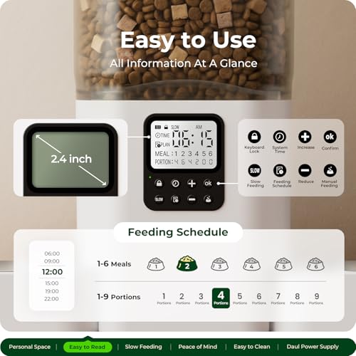 Frienhund Timed Automatic Cat Feeder 2 Cats with Slow Feed: Dual Automatic Dog Feeder with Information Visualization, Programmable Auto Cat Food Dispenser for Multiple Pets,Detachable for Clean-29 Cup - Image 4