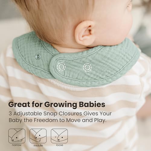 Image of Konssy 8-Pack Muslin Baby Bibs, Adjustable Fit for Drooling and Teething