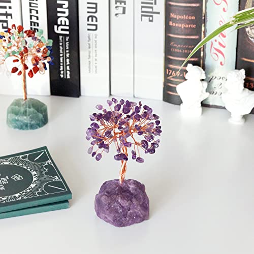 Amethyst Healing Crystal Tree Natural Reiki Crystals Gemstone Stone Base Copper Wire Tree Life Money Trees Feng Shui Reiki Spiritual Energy Tree For Home Office Desk Decor Good Luck #TOP4