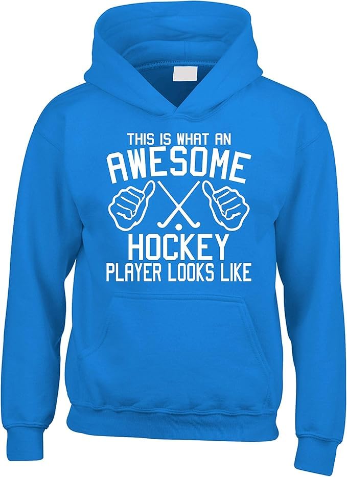 Sweat à capuche hockey enfant bleu Edward Sinclair imprimé avec message humoristique