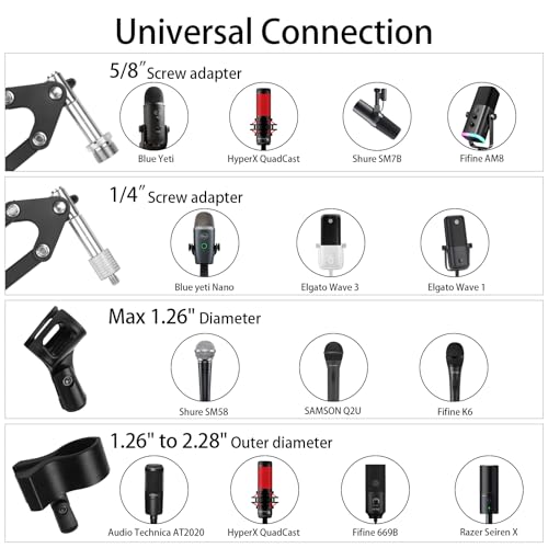 Lemxadd MICST901 Microphone Stand Mic Boom Arm For Blue Yeti Hyperx Quadcast Solocast Yeti Nano Snowball Shure Sm7B Sm58 Q2U Fifine K669B And Other Mic thumb #5