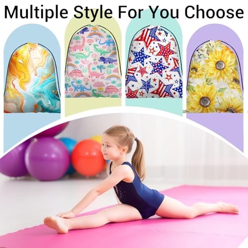 Image of Pink Dinosaur Gymnastics Grip Bag Small Storage Pouch Portable Drawstring Bag Party Favor