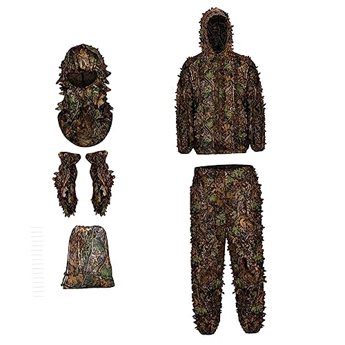 Combinaison Ghillie veste pantalon capuche gants motif 3D jungle - 7