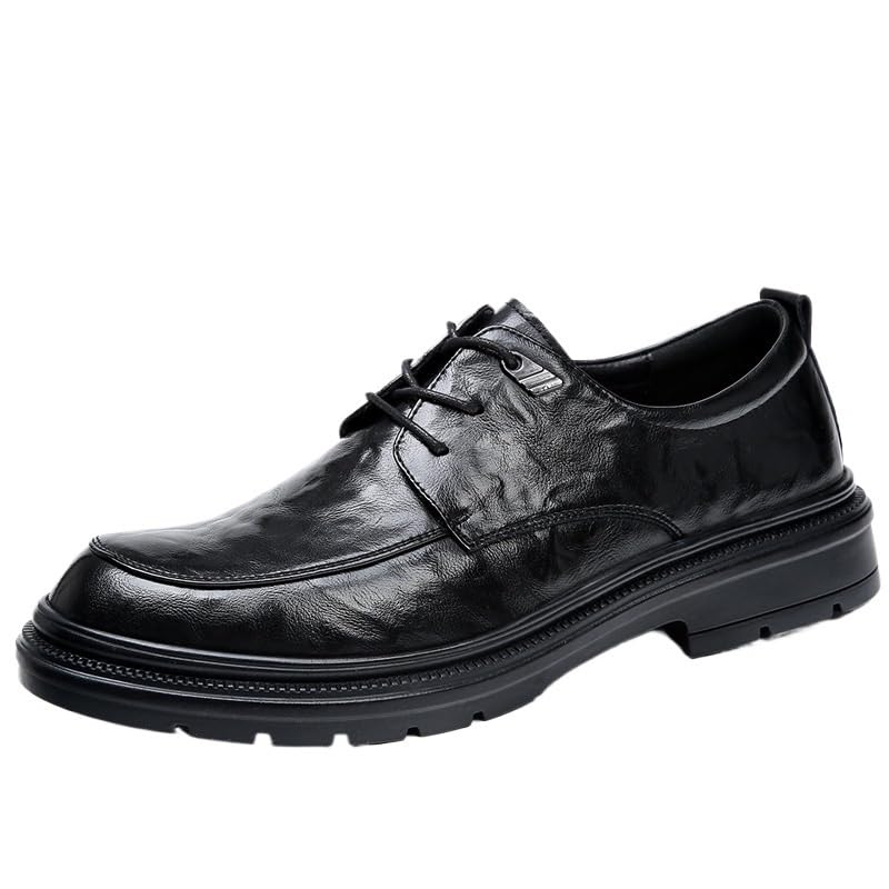 Men's Korean Style Genuine Leather Business Dress Shoes Thick Sole Casual Elevator Wedding Shoes Autumn Versatile Loafers