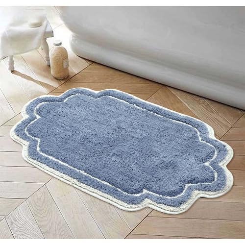 Home Weavers Allure Collection 100% Cotton Tufted Bathroom Rug, Soft and Absorbent Bath Rugs, Non-Slip Bath Carpet, Machine Wash Dry Bath Mats for Bathroom Floor, 24"x40" Bath Rug, Blue