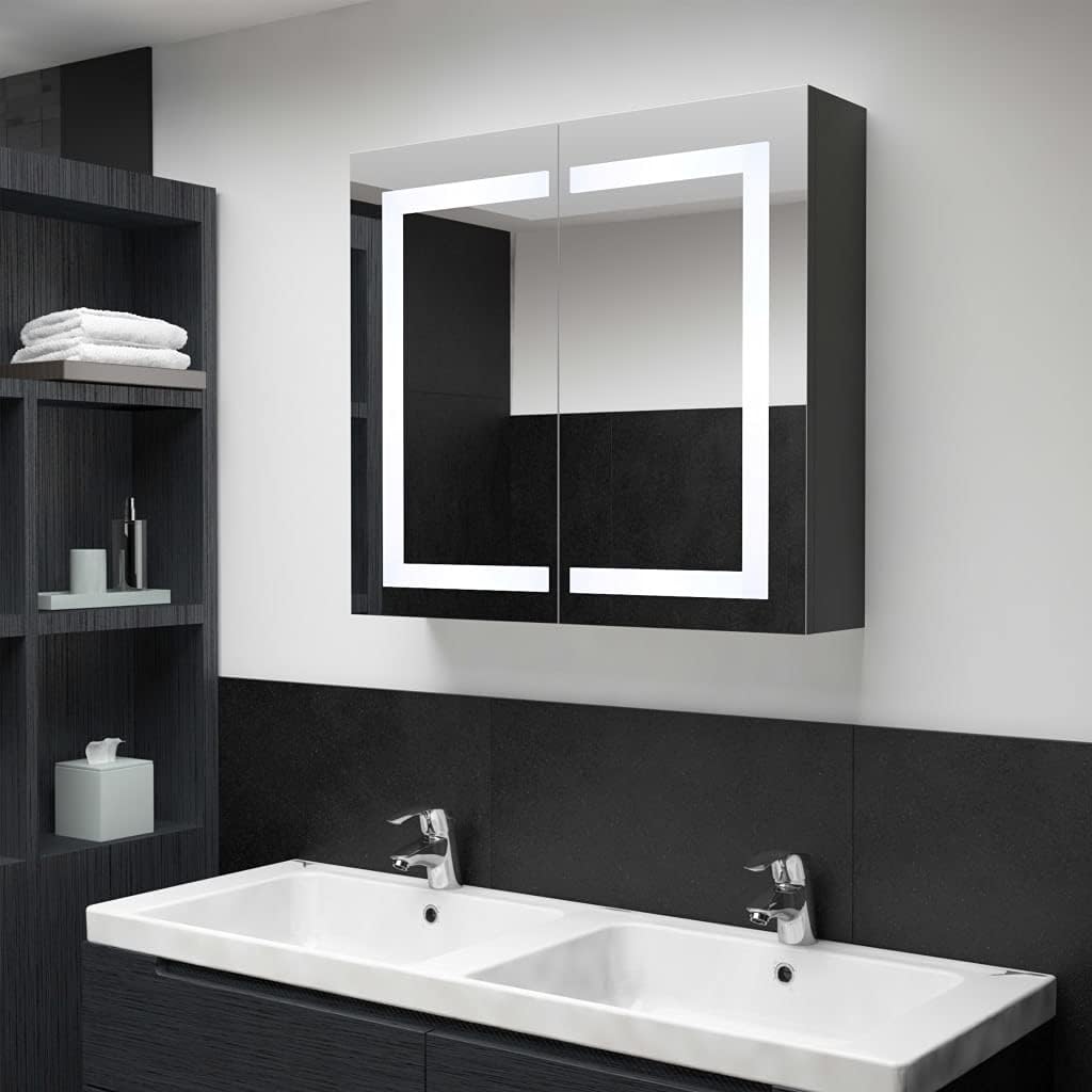 Mirror Cabinet Bathroom Cabinet Wall Cabinet Bathroom Furniture Bathroom Cabinet with Mirror LED Bathroom Mirror Cabinet 80 x 12.2 x 68 cm
