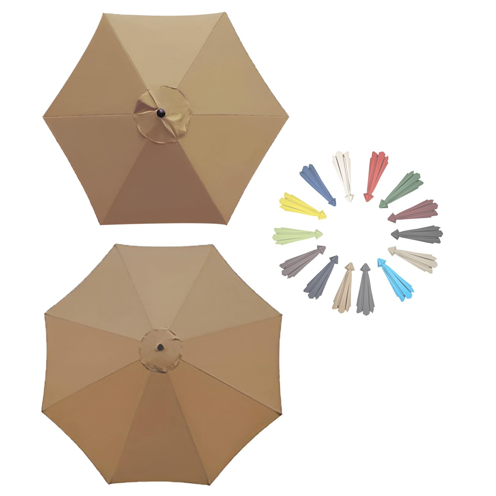 GZDXBF Replacement Canopy Top, Replacement Parasol Fabric Cover Anti-Ultraviolet Replacement Parasol Cover(Khaki,8 RIBS: 300CM/9.8FT)