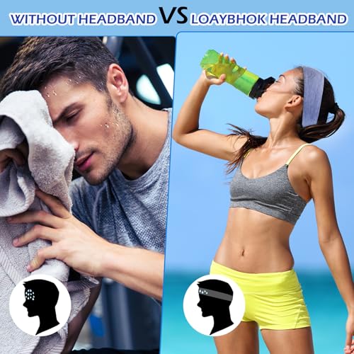 Image of Foaincore 16 Pcs Sports Headbands for Men Breathable Mesh Workout Sweatbands Elastic Moisture Wicking Stretchy Wide Hair Bands for Women Sports Running Basketball Yoga