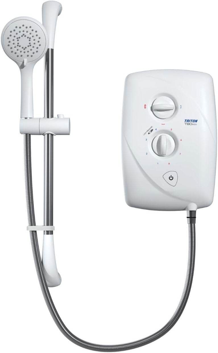 T80 Easi-Fit 10.5kW, Shower Electric, 10.5 kW, White, Electrical Showers, with Showerhead & Anti Twist Hose, Bathroom Showering Unit