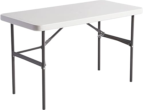 Alera 65603 Mesa plegable para banquete, rectangular, borde radio, 48 x 24 x 29, platinocarbón