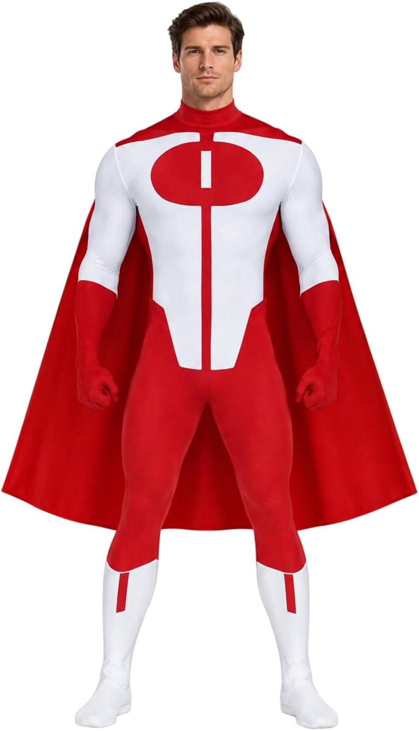 LILLIWEEN オムニマン コスプレ コスチューム ハロウィン コスプレ ジャンプスーツ マント付き 大人用 フルセット 衣装