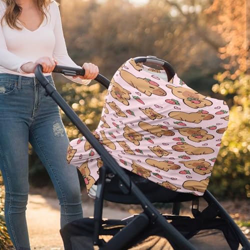 Image of Capybara Baby Car Seat Covers, Multi-use Carseat Canopy for Babies, Stretchy Infant Carseat Cover Boy, Shower Gifts for Boys and Girls, Machine Washable
