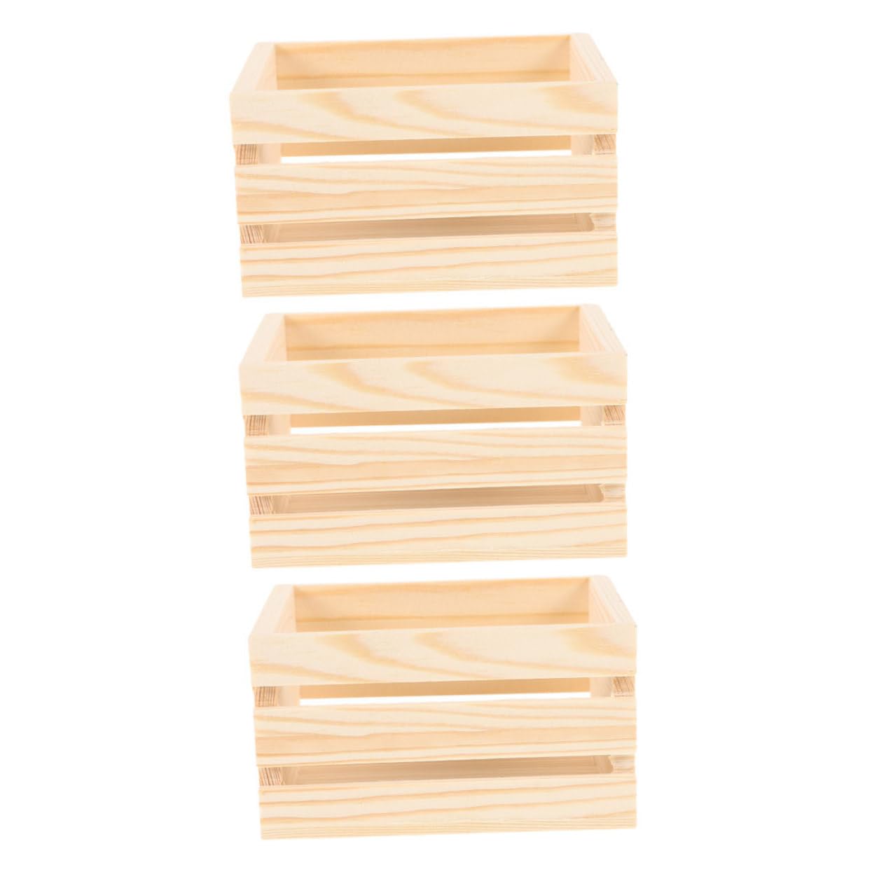 EPIGEIST 3Pcs Miniature Wooden Crates for Dollhouse Storage Tiny Baskets for Kids Pretend Play Craft Projects 4.92X3.46X2.76In Durable Mini Dollhouse Accessories