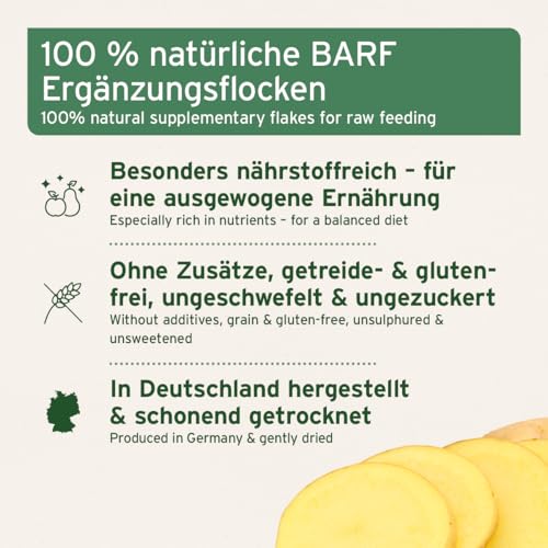 AniForte Barf Zusatz Hund Kartoffelflocken 1kg – Naturprodukt, Barf Hundefutter, getreidefrei, glutenfrei, Flocken für Hunde ohne künstliche Zusätze, Natur Hundeflocken, Kartoffelflocken für Hunde