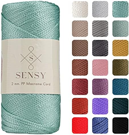 Sensy Premium 2mm 251 Yards Polyester Rope 100% Polypropylene Cord Macrame Cord 2mm Crochet Bag Cord Macrame Rope Crochet Thread Gift for Knitter (Mint)