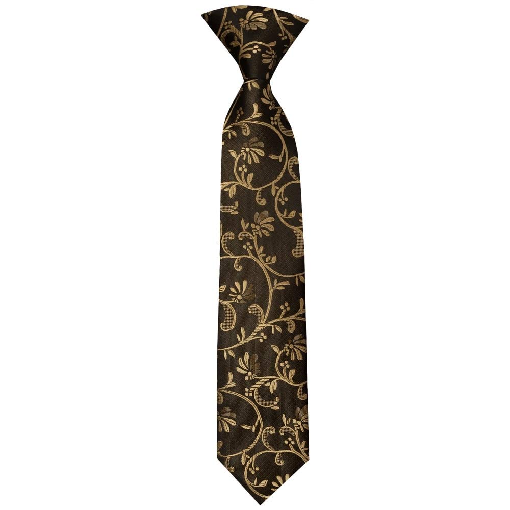 Ties R Us Boys Black Pre Tied With Gold Floral Tie Age 4-7