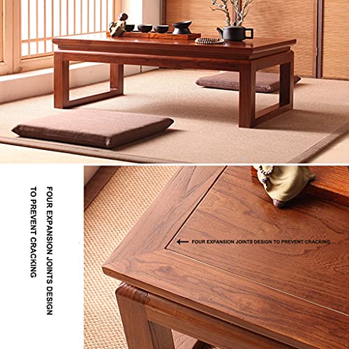 Salon de thé en bois d'orme ancien table basse marron rectangulaire 80cm - 7