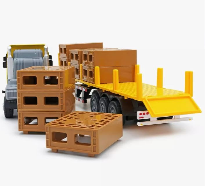 Image of Friction Powered Logistic Transport Truck Toy for Kids Boys Girls Big Size 1:24 Die cast Alloy Model Caret Container Truck with Light Sound Pull Back Vehicle (Multicolor, Pack of 1)