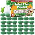 Rodent Mole Repellent for Indoor Outdoor - Peppermint Essential Oil Extra Strength for Mice Rat Mouse Bug Spider Roach Repellent Pouches, Moth Balls Pest Control Natural Home Safe 32 Packs