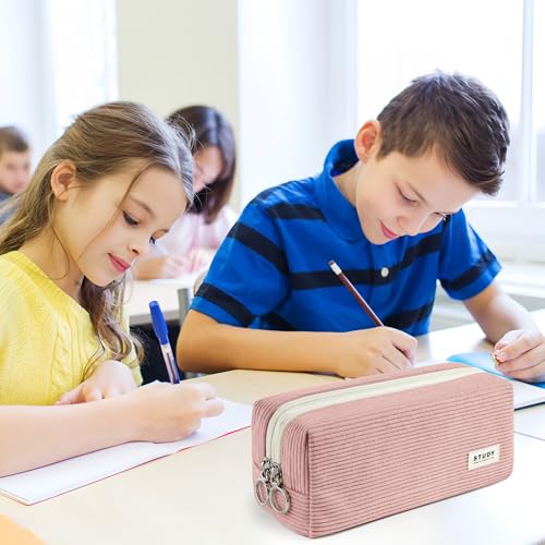 KALIDI Mäppchen Federmäppchen mit 2 Fach Mädchen Teenager Stiftetasche Stiftemappe Cord-Stoff Federtasche Pencil Case Schulmäppchen