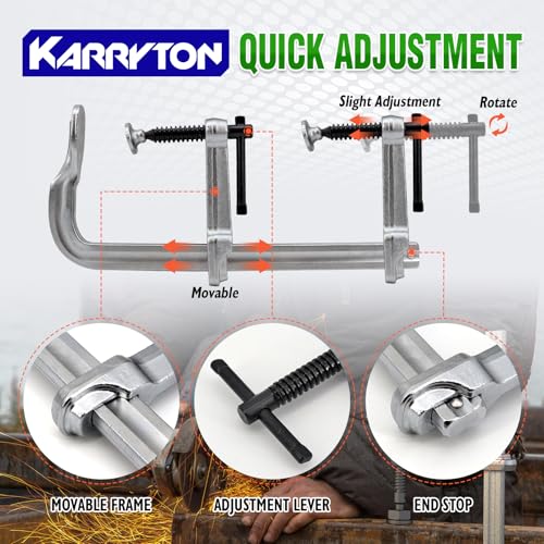 Image of Heavy Duty F Clamps for Welding, 12 inch x 4-3 /4 inch Throat Depth Drop Forged Steel Bar Clamps 2900LB Clamping Force 2-Pack
