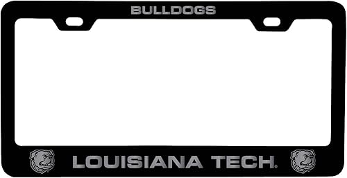 Louisiana Tech Bulldogs - Marco de matrícula de metal grabado con láser, color negro, producto universitario con licencia oficial