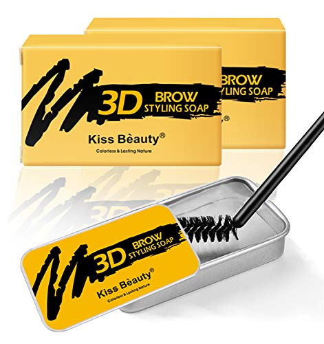 EXROSSI 2 PCS Eyebrow Soap Kit, Brows Styling Soap with Brow Spoolie for Natural Brows, Long Lasting Eyebrow Setting Gel, Waterproof Eyebrow Makeup Balm Pomade Cosmetics