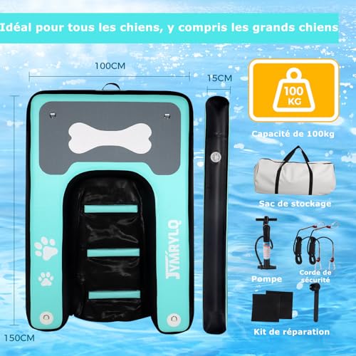Hunde Wasserrampe Aufblasbare Hunderampe Pool 150x100cm Hundeboot Schwimminsel für Hunde Katzen bis 100kg Seen Fluss