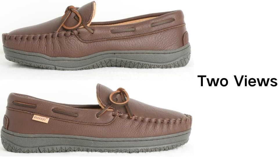Men's Moosehide Leather Moccasins Slippers With Memory Foam House Shoes, Indoor And Outdoor Warm Loafer Slipper For D width - Image 5