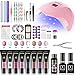 Poly Nagel Gel Gelnägel Starter Set mit 48W UV lampe, 8 Farben Nagelverlängerung Nagelgel Set mit Base&Top Coat+Rutschlösung+100 Nägel Tips+Nagelaufkleber+Maniküre-Werkzeuge, Komplette Nagelstudio-Set