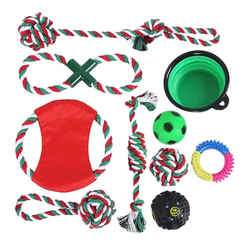ロープ噛むおもちゃ、クリスマス犬用ロープ - クリスマスチューイングロープ,小型中大型犬用のインタラクティブな犬用おもちゃ、犬の栄養強化用おもちゃ、犬の運動用おもちゃ