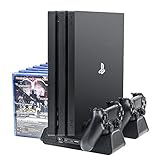 ElecGear Playstation 4 Refrigeración Soporte Vertical con Ventiladores, Estación de Carga de Mandos Charger Cargador con 12x Juego Stand para DualShock 4 Controller y PS4, PS4 Slim, PS4 Pro