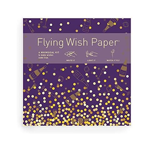 Flying Wish Paper - Champagne Dreams, Write It, Light It and Watch It fly, Large Kit, 7" x 7" Cover