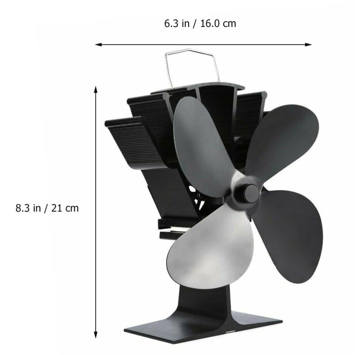 Alipis Ventilador de Chimenea Térmico de 4 Aspas, Aluminio Anodizado Negro