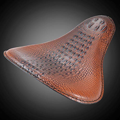 KATUR Motorcycle Slim Synthetic Leather Seat Brown Crocodile Mounting Cover Cowl Pad for Most of The Solo Passenger Harley Sportster Bobber Chopper Custom - Thumbnail 6
