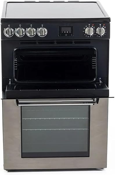 Tesla Electric Cooker - Freestanding Stainless Steel, A/A+ Energy, 4-Zone Ceramic Hob, 60cm Double Cavity, 68L & 31L Ovens, Easy Clean Enamel, LED Timer, (TMRC60SS) - 2