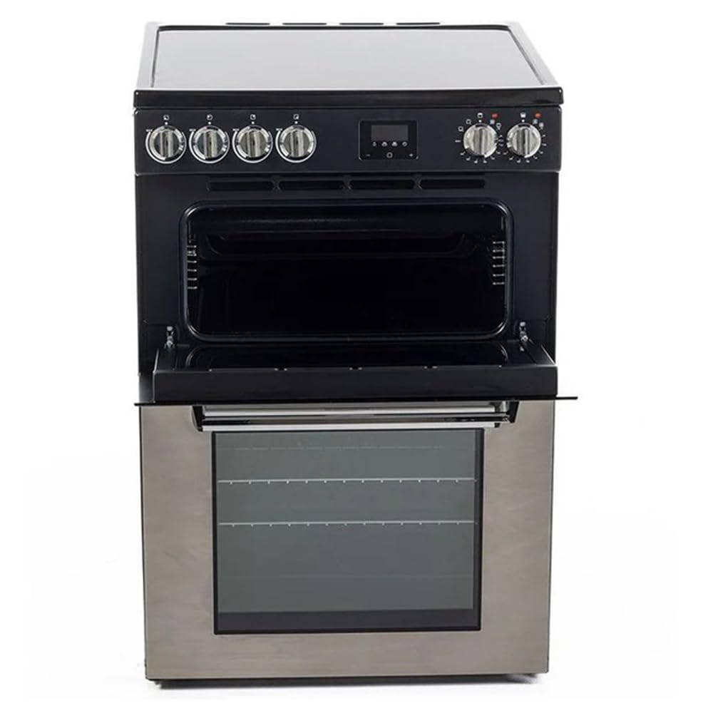 Tesla Electric Cooker - Freestanding Stainless Steel, A/A+ Energy, 4-Zone Ceramic Hob, 60cm Double Cavity, 68L & 31L Ovens, Easy Clean Enamel, LED Timer, (TMRC60SS) — view 2