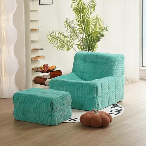 N&V CUBICUS Armless Floor Sofa with Ottoman, Jade
