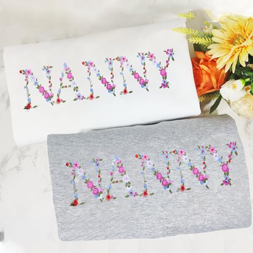 Embroidery Nanny Sweatshirts For Women Gift Sweatshirt From Grandkids Nanny Flower Grandma Gift Mothers Christmas4