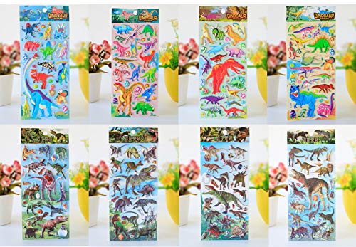 Dinosaur Stickers 8 fogli con Tyrannosaurus Rex