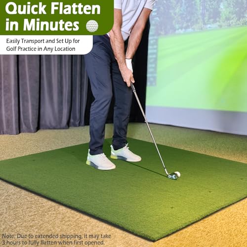 Golf Mat 31mm, 5FT x 5FT Golf Hitting Mat for Indoor Outdoor Practice, High-Elasticity Elite Artificial Grass Simulator Turf Mat for Chipping Swing Driving Training - Image 6