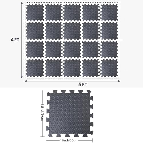Colchonetas de yoga 20 pies cuadrados para gimnasio en casa, alfombrillas de ejercicio de 20 piezas, alfombrillas de juego EVA para armar rompecabezas 12" L x 12" W x 0.4" Th miniatura 2