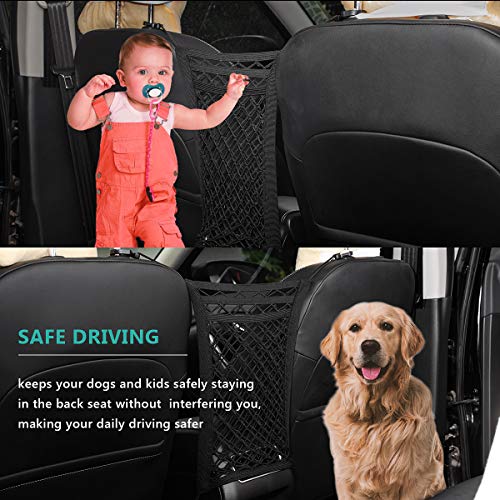 Prideep Dog Car Net Barrier 3 Layers With Auto Safety Mesh Organizer, Universal Stretchable Pet Barrier Backseat Storage Mesh Bag Dog Car Divider Net For Cars, Suvs-Drive Safely With Children And Pets #TOP5