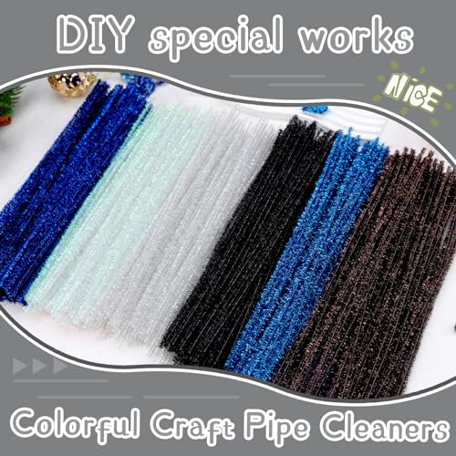 Image of Hssugi 100PCS Pipe Cleaners, Glitter White Chenille Stems Craft Supplies | Pipe Cleaners Craft Supplies, Pipe Cleaners Bulk Fuzzy Sticks for DIY Art and Craft Projects Home Decoration
