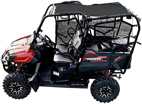 Shadeidea Sunshade for Honda Pioneer 700-4, Mesh UTV Sun Shade Soft Top Roof Cover (Black) UV Blocker - 10 Years Lasting