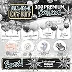 ALL-IN-1 Disco Balloon Arch Kit with BONUS Disco Ball Balloon for Party Decorations - Silver & White Balloons Garland for Disco Ball Party Decoration & Silver Party Decorations -Disco Balloons - Image 3